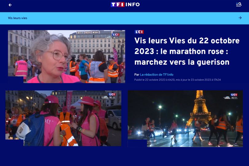 TF1 a suivi la marche de 42 km organisée par Casiopeea à l'occasion d'octobre rose